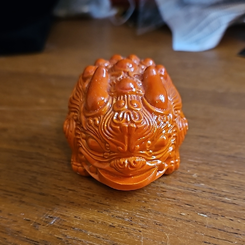 Orange Double Side Carved Dragon Figurine